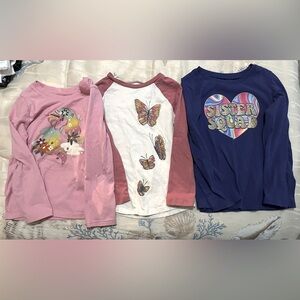 Bundle of Three Little Girls Size 4/5T Long Sleeve Graphic Tees